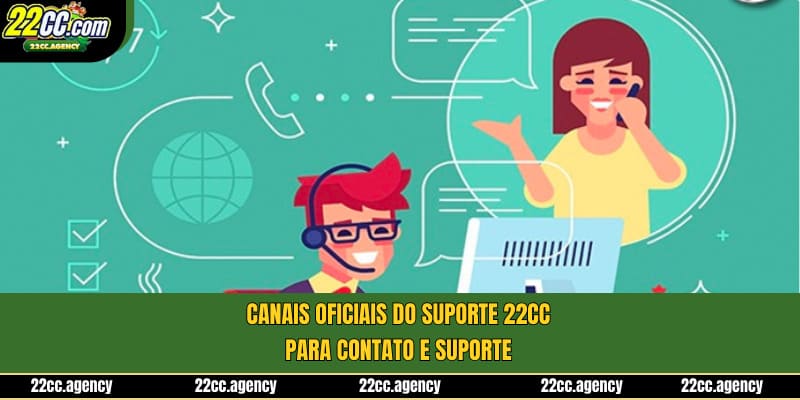 Canais oficiais do Suporte 22cc para contato e suporte